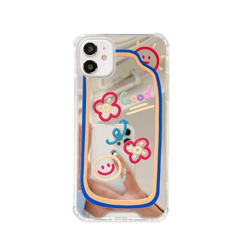 Smiley Face and Flower Mirror Phone Case
