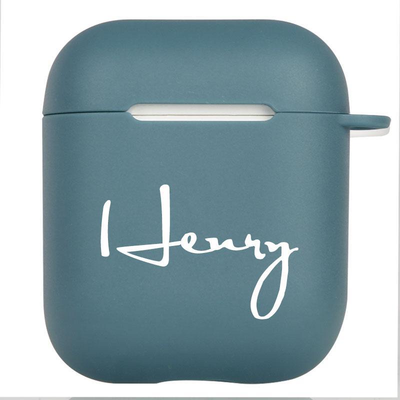 Blue Rubber AirPods 1&2 Case with Name