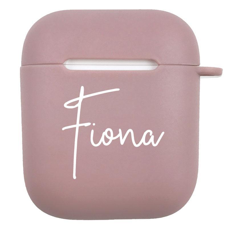 Dark Pink Rubber AirPods 1&2 Case with Name