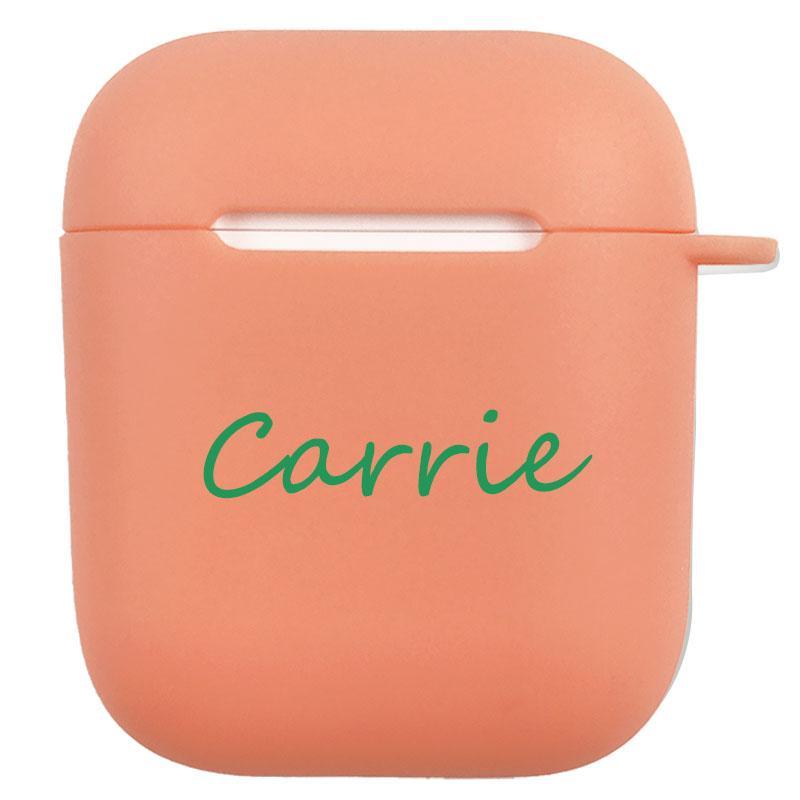 Orange Rubber AirPods 1&2 Case with Name