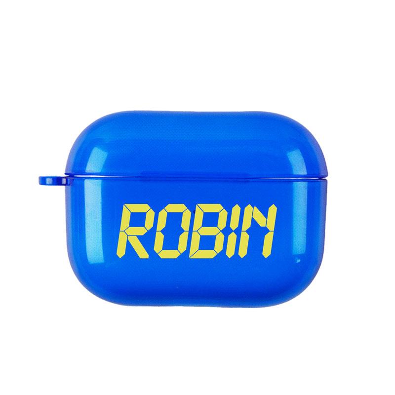 Neon Blue Rubber AirPods Pro Case with Name
