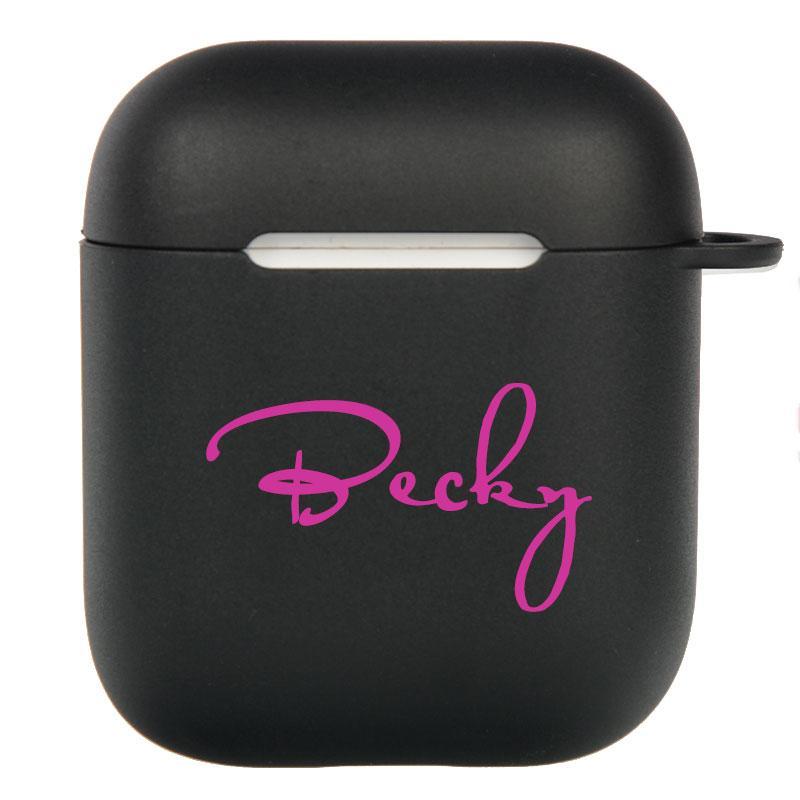 Black Rubber AirPods 1&2 Case with Name