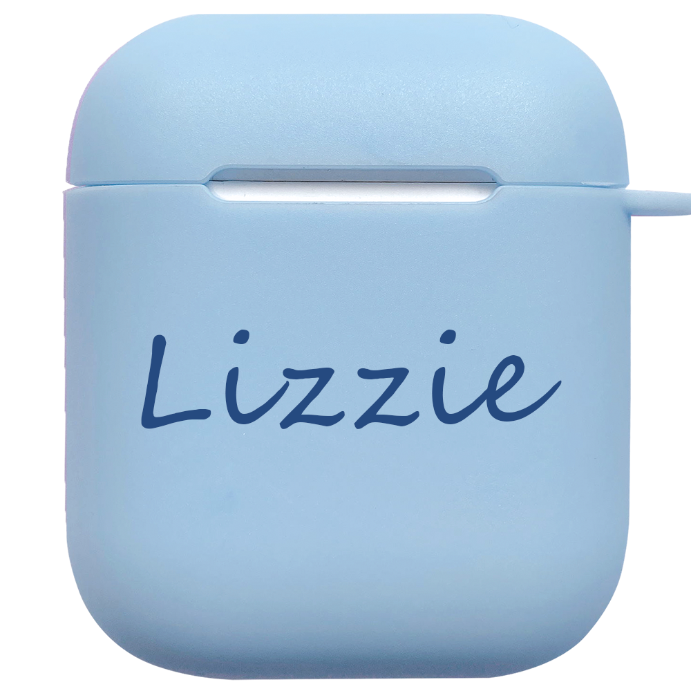 Cyan Rubber AirPods 1&2 Case with Name