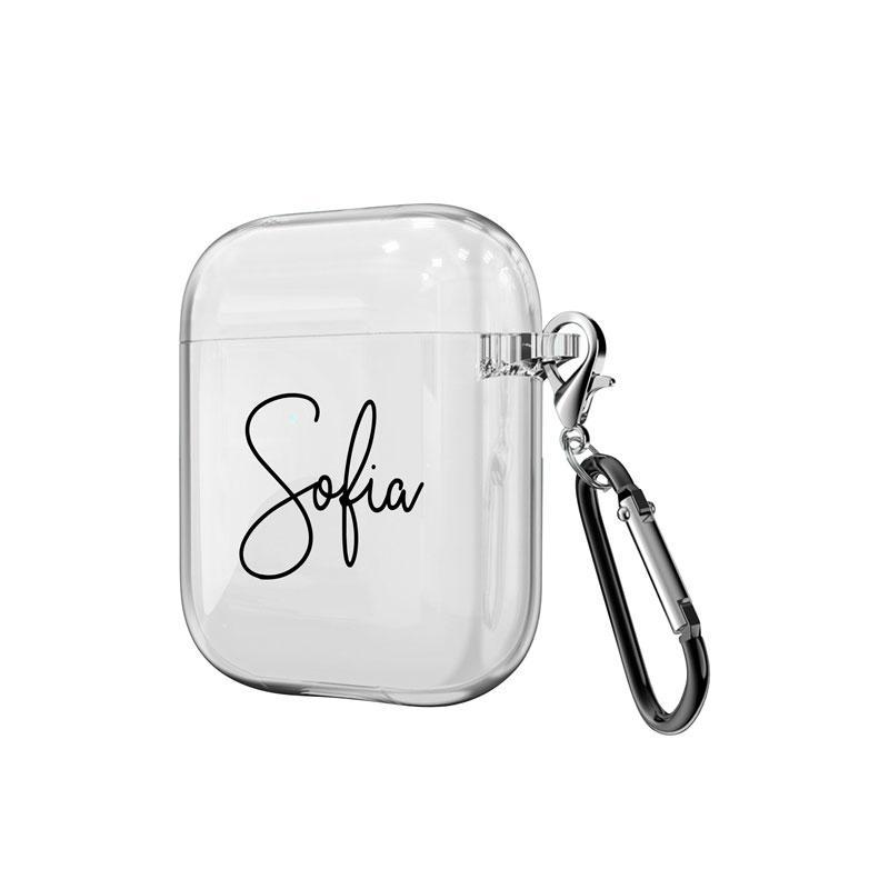 Clear Rubber AirPods 1&2 Case with Name