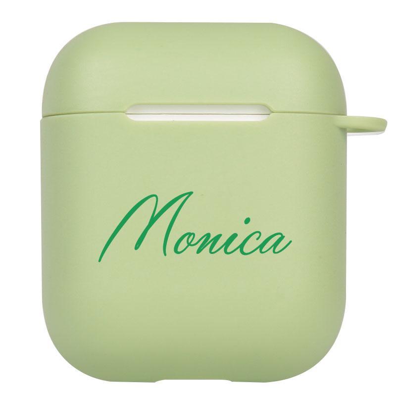 Light Green Rubber AirPods 1&2 Case with Name