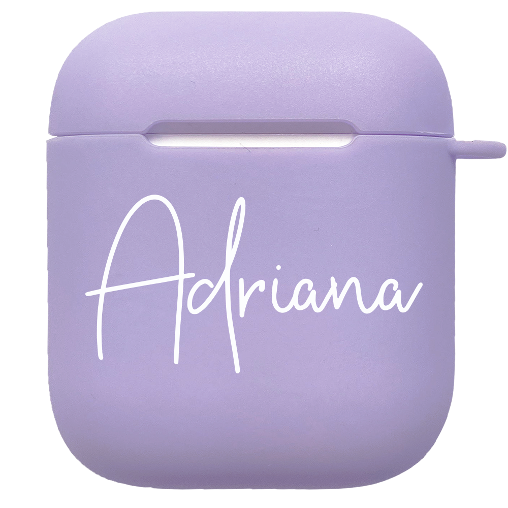 Light Purple Rubber AirPods 1&2 Case with Name