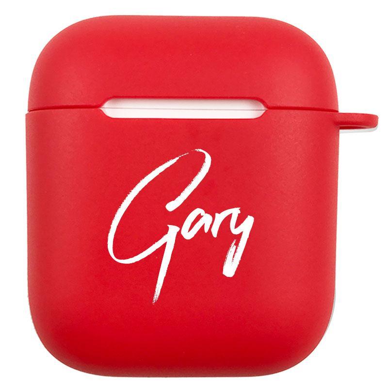 Red Rubber AirPods 1&2 Case with Name
